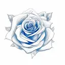 easy to draw rose with blue outlines for hand tattoo design idea