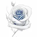 easy to draw rose with blue outlines for hand tattoo design idea