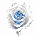 easy to draw rose with blue outlines for hand tattoo design idea