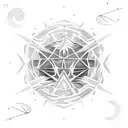 palm fronds, geometric patterns, long black line, sloth, sunset, volcano, waves, orion's belt stars tattoo design idea