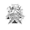 Minimalist, volcano, black line, orion's belt, sea wave, lake, sierpinksi triangle, sloth tattoo design idea
