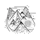 Minimalist, volcano, black line, orion's belt, sea wave, lake, sierpinksi triangle, sloth tattoo design idea