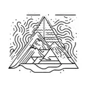 Minimalist, volcano, black line, orion's belt, sea wave, lake, sierpinksi triangle, sloth tattoo design idea