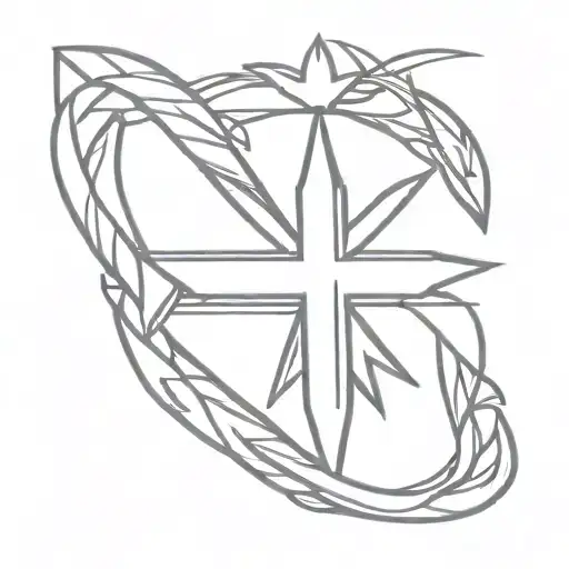 cross hawk crown tattoo design idea