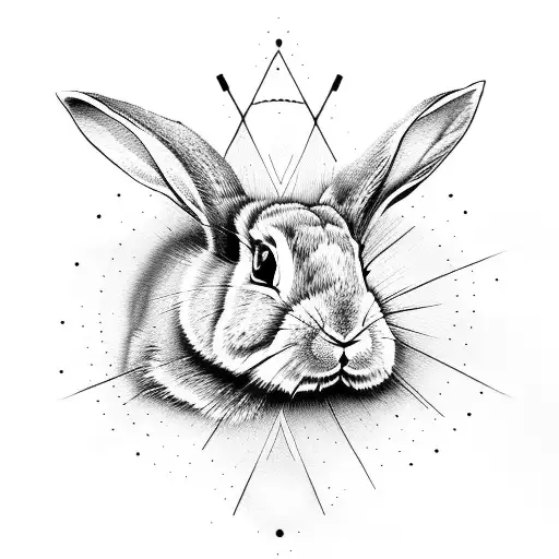 rabbit with rifle tattoo design idea