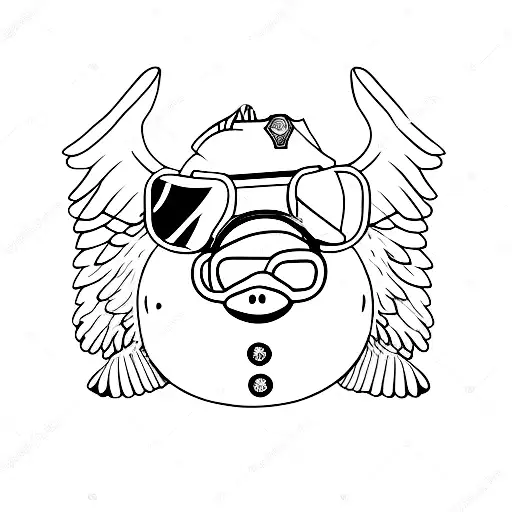Pig in cop uniform with wings wearing aviator sunglasses tattoo design idea
