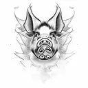 Pig in cop uniform with wings tattoo design idea