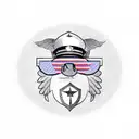 Pig in cop uniform with wings wearing aviator sunglasses tattoo design idea