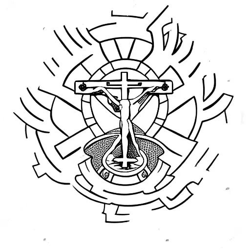 crucifix in a circle romans 12 19 tattoo design idea
