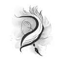 Phoenix feather quill tattoo design idea