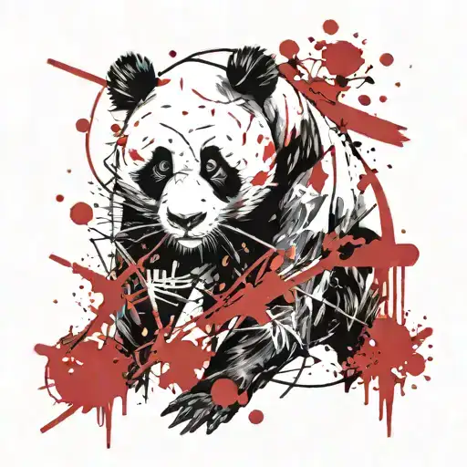 Panda bear chewing tattoo design idea