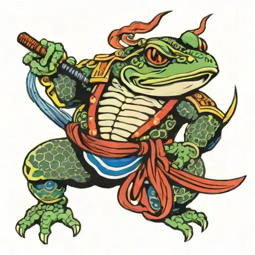 samurai frog tattoo design idea