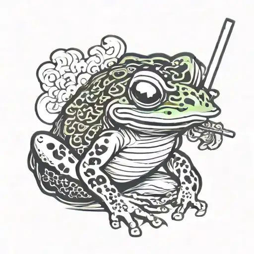ninja frog smoking tattoo design idea