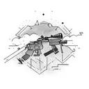Sniper scope focused on a shooting star in the night sky tattoo design idea