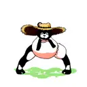 panda bear with a straw hat tattoo design idea