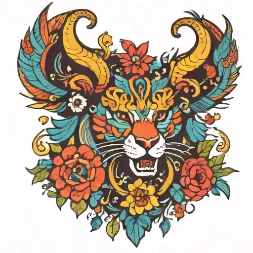 colorfull slovak folkore tattoo design idea