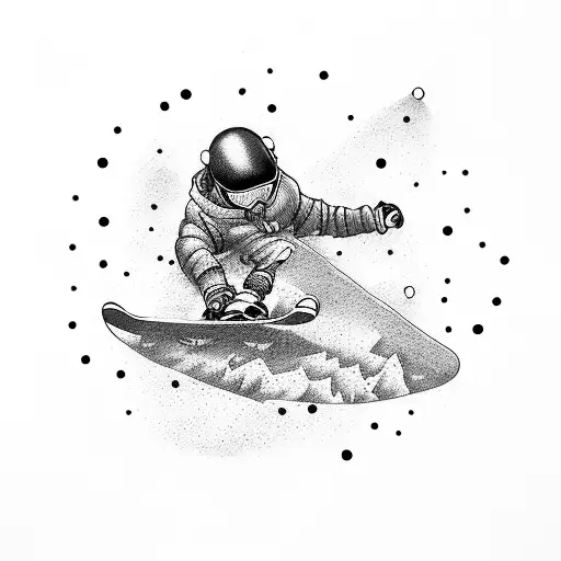 snowboarder jump mountain tattoo design idea