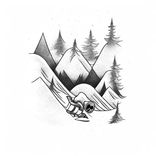 snowboarder jump mountain tattoo design idea