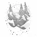 snowboarder jump mountain tattoo design idea