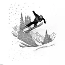 snowboarder jump mountain tattoo design idea