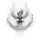 Phoenix Rising From Breaking Chains And Sketch Tattoo - BlackInk AI