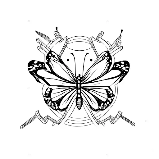 Butterfly barbed wire tattoo design idea