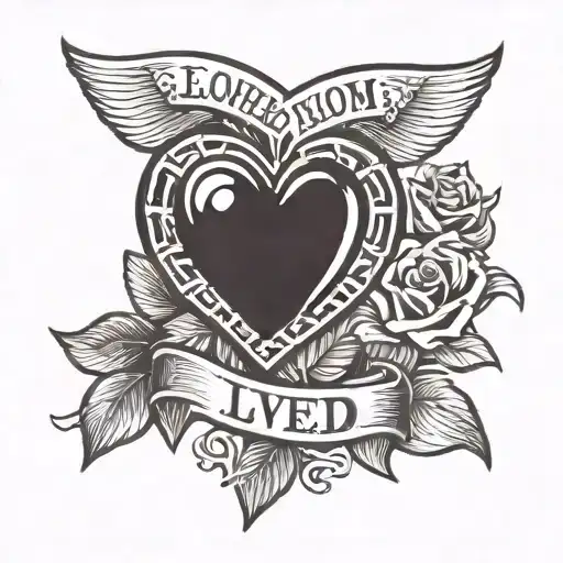 Heart shape I Loved Mom tattoo design idea