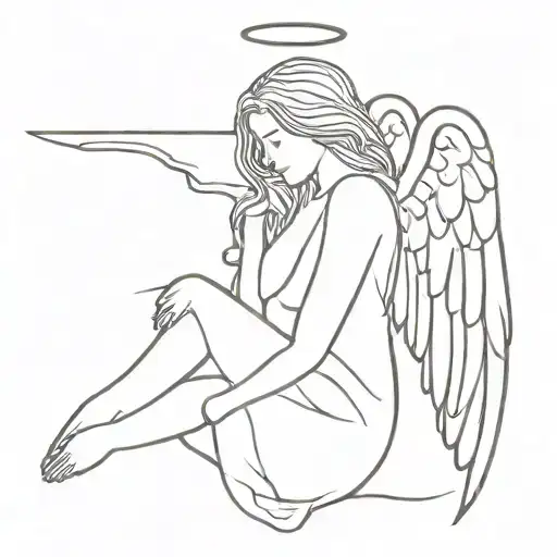 angel falling tattoo design idea