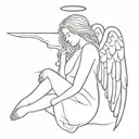 angel falling tattoo design idea