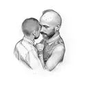 Distant father son relationship tattoo design idea