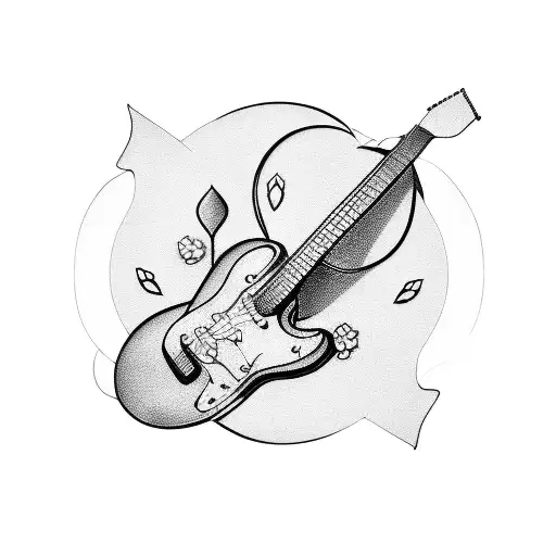 guitars and food tattoo design idea