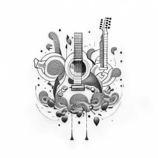 guitars and food tattoo design idea