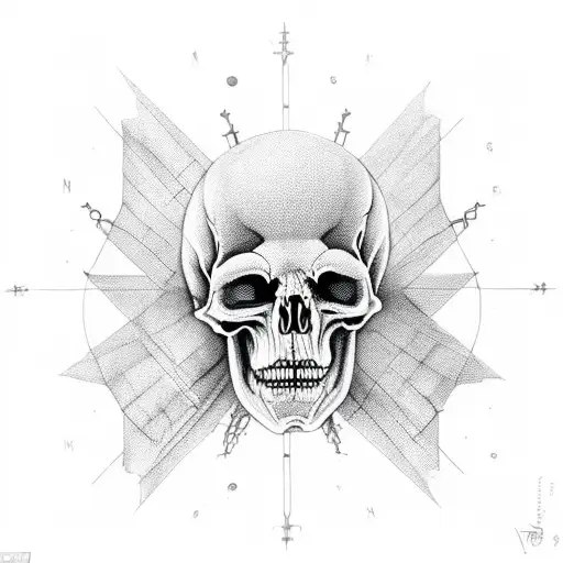 A mythical creature, half-human half-skeleton, representing the doctor's fascination with both anatomy and horror lore tattoo design idea