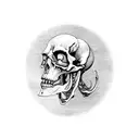 A mythical creature, half-human half-skeleton, representing the doctor's fascination with both anatomy and horror lore tattoo design idea