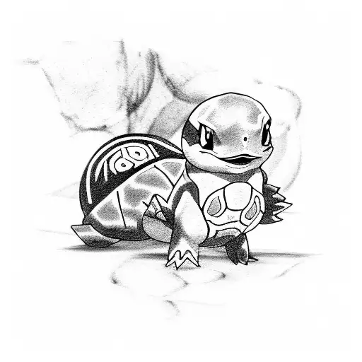 A Squirtle with a hint of Naruto and demon slayer tattoo design idea