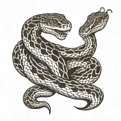 two snakes black and white tattoo design idea