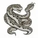 two snakes black and white tattoo design idea