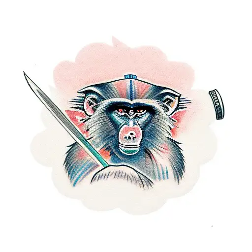 baboon warrior tattoo design idea