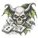 devil snorting cocaine with dice and cards smoking weed leaves vile of cocaine  tattoo design idea