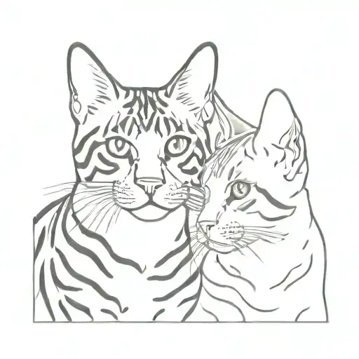 two bengal cat faces outline tattoo tattoo design idea