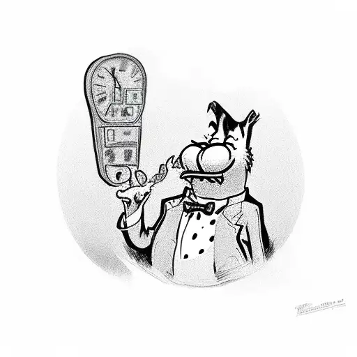 garfield wearing pimp coat slapping a prostitute tattoo design idea