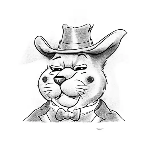 garfield wearing pimp coat hold a cane while slapping a prostitute tattoo design idea