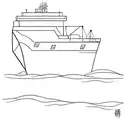 A minimalist outline of a cargo ship sailing on rough waters tattoo design idea