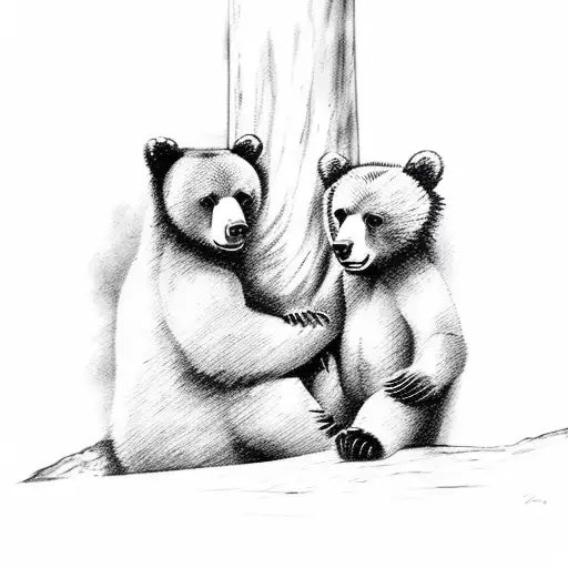 bear with 2 cubs tattoo design idea