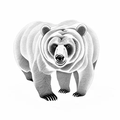 bear with 2 cubs tattoo design idea