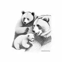 bear with 2 cubs tattoo design idea