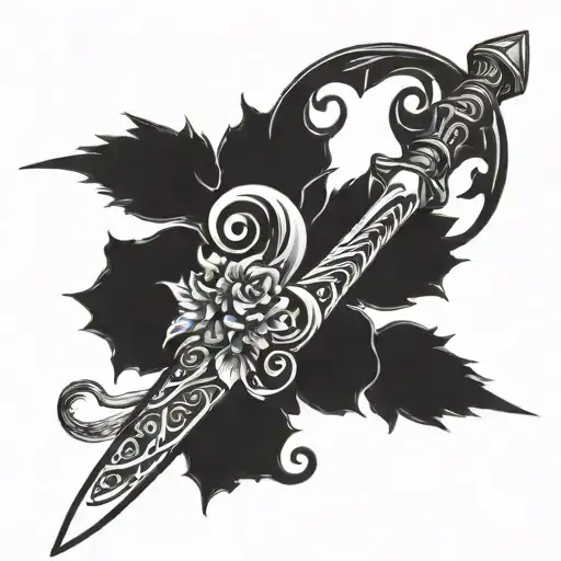 sword with vine wrapping tattoo design idea