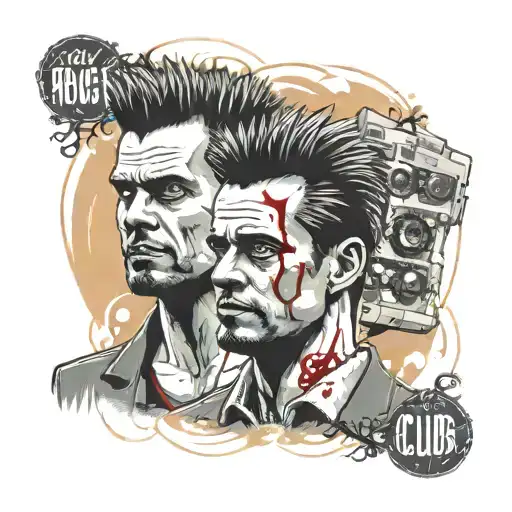 Tyler Durden and the Narrator in front of the Fight Club soap tattoo design idea