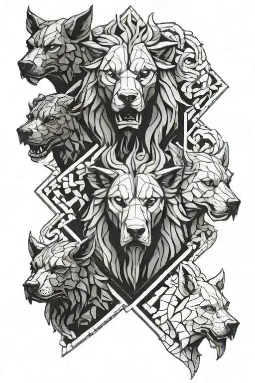 Hades with Cerberus 3 heads only tattoo design idea
