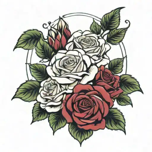 Roses With Name Mara tattoo design idea